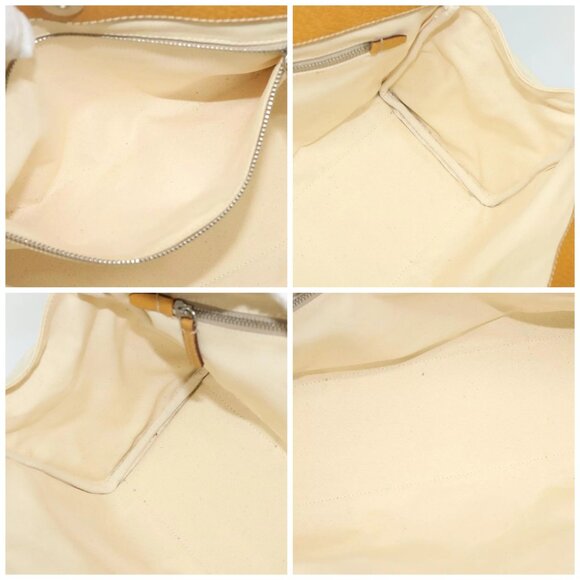 PRADA 2way Hand Bag Canvas Leather Beige Silver Auth - Picture 15 of 16